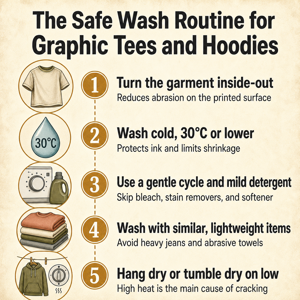 The Safe Wash Routine for Graphic Tees and Hoodies