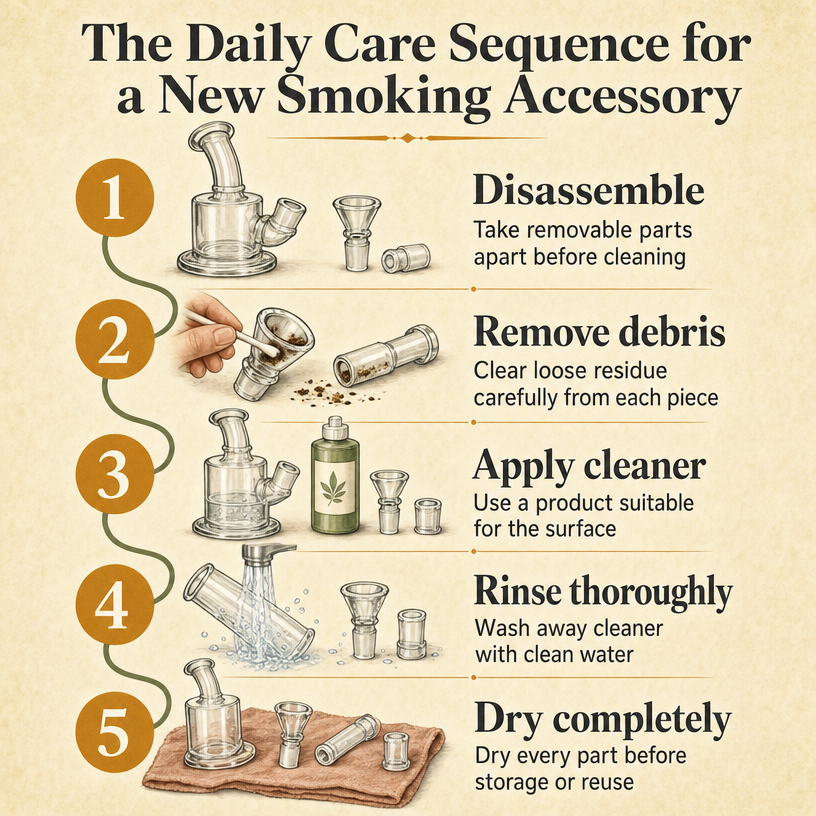 The Daily Care Sequence for a New Smoking Accessory