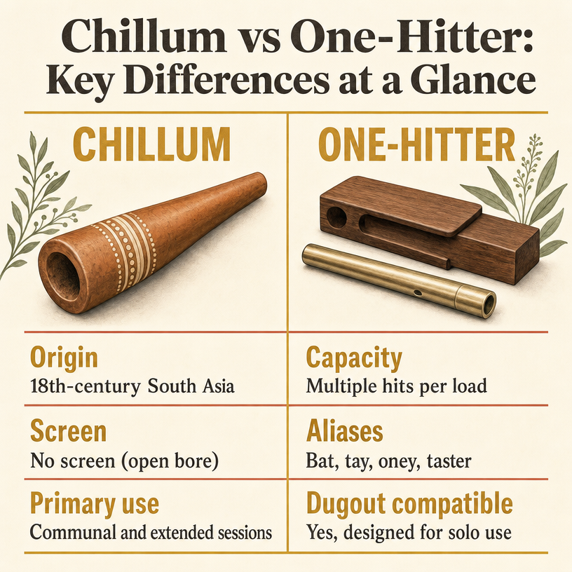 Chillum vs One-Hitter: Key Differences at a Glance