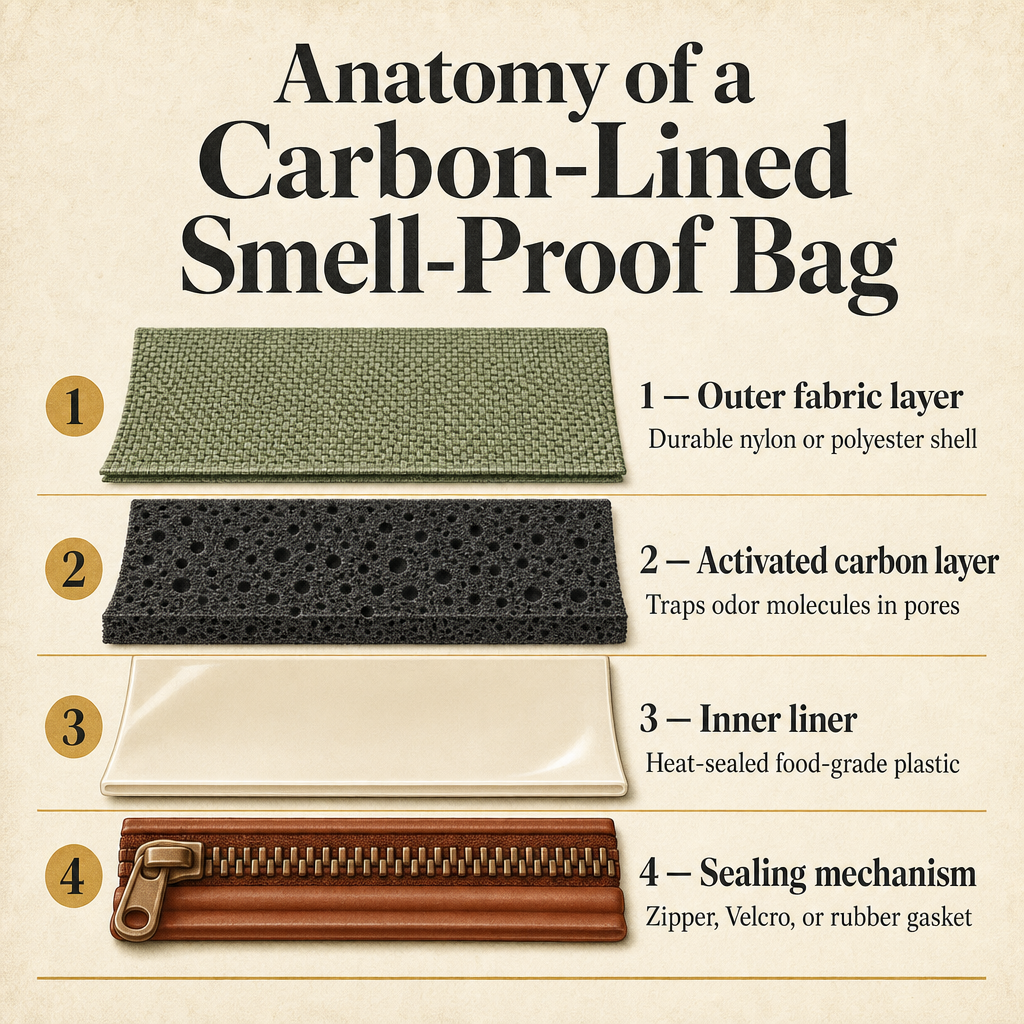 Anatomy of a Carbon-Lined Smell-Proof Bag