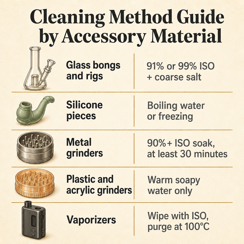 Cleaning Method Guide by Accessory Material