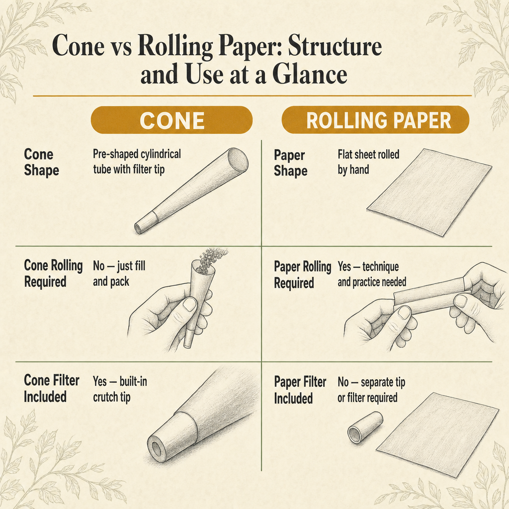 Cone vs Rolling Paper: Structure and Use at a Glance