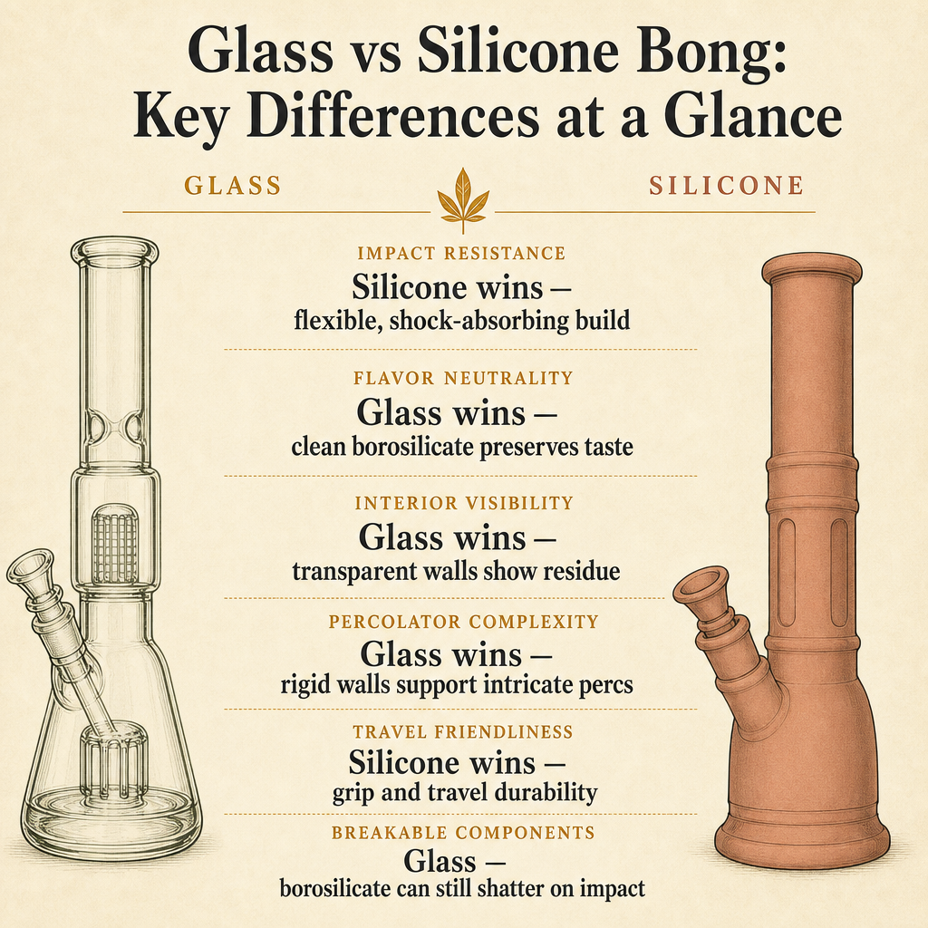 Glass vs Silicone Bong: Key Differences at a Glance