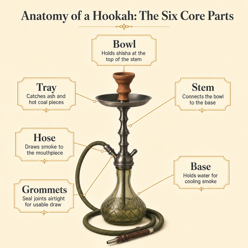 Anatomy of a Hookah: The Six Core Parts