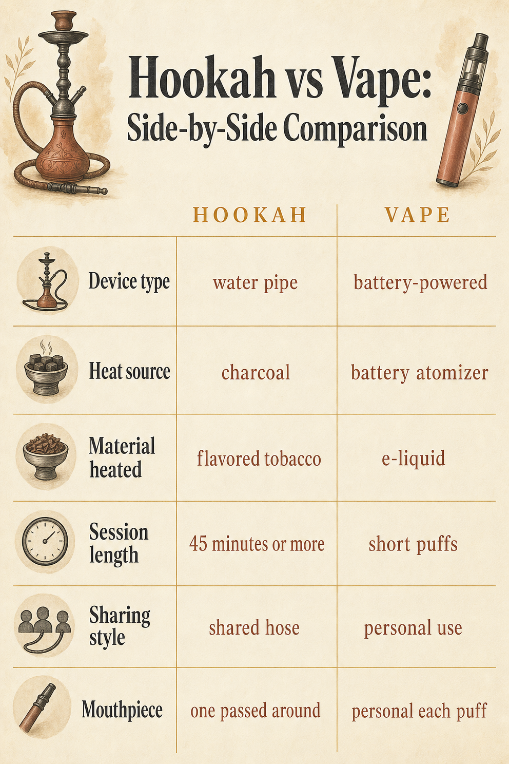 Hookah vs Vape: Side-by-Side Comparison