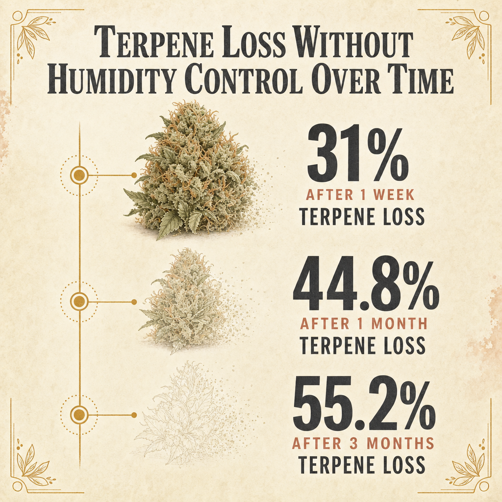 Terpene Loss Without Humidity Control Over Time