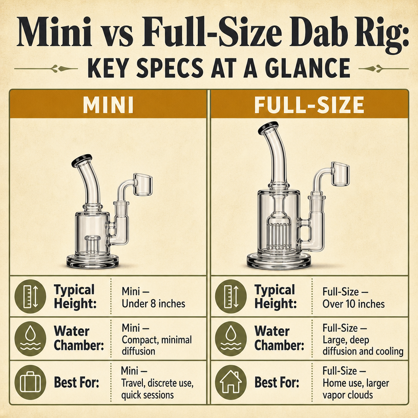 Mini vs Full-Size Dab Rig: Key Specs at a Glance