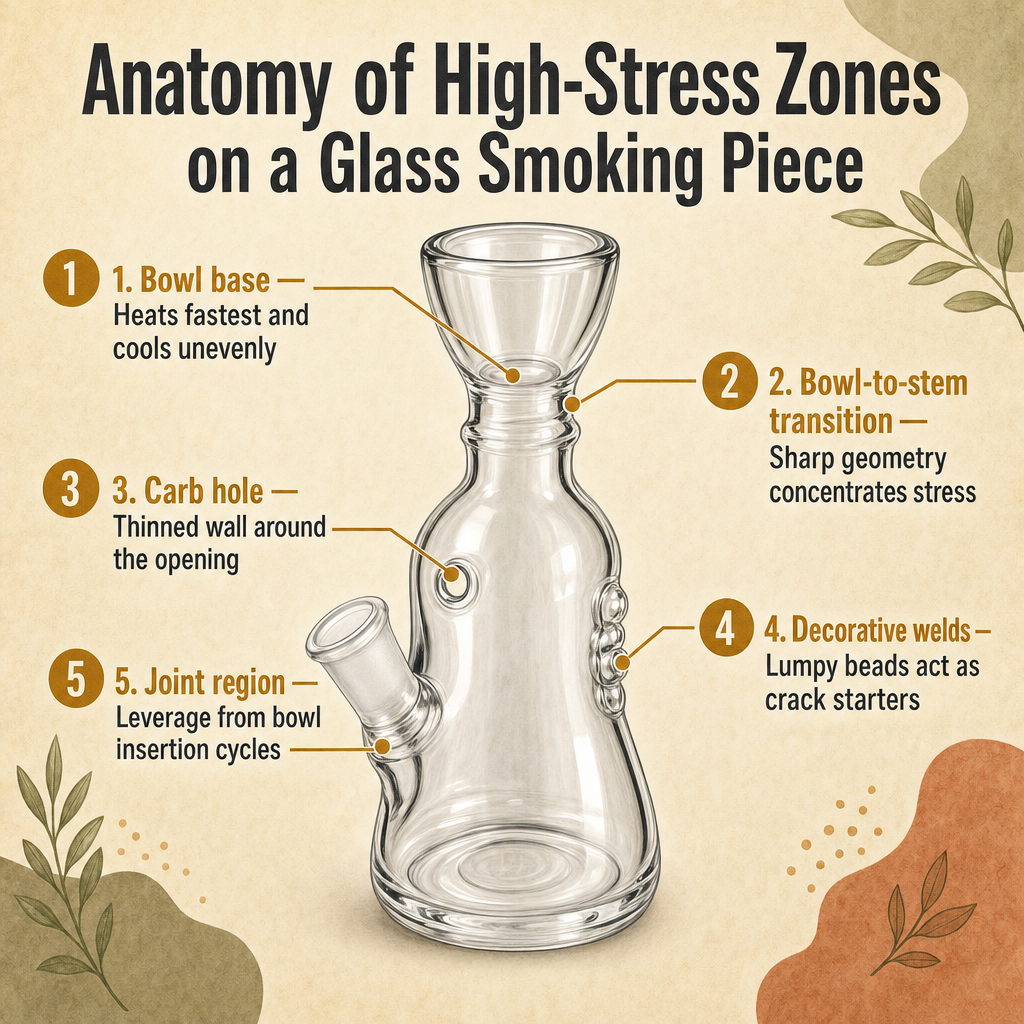 Anatomy of High-Stress Zones on a Glass Smoking Piece
