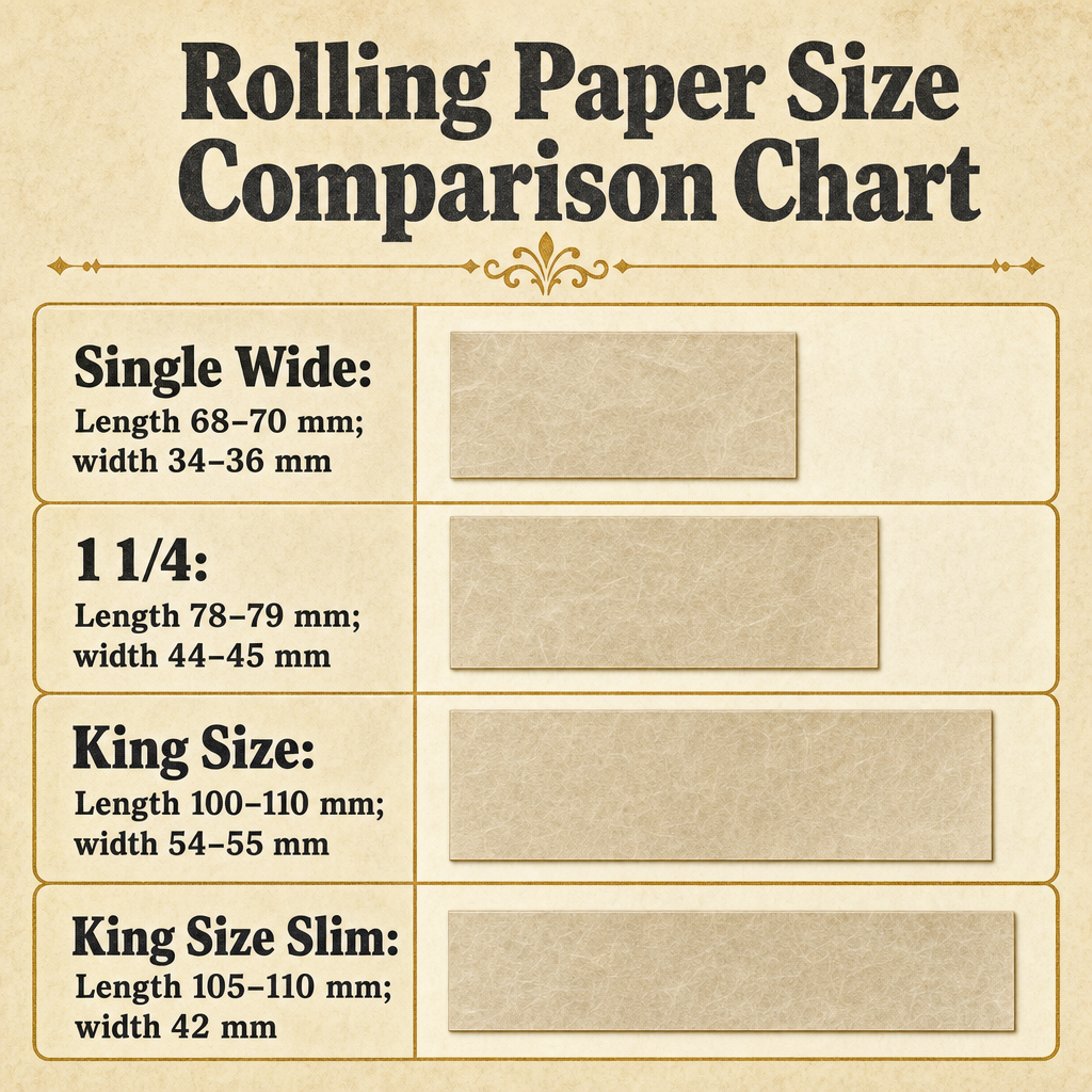 Rolling Paper Size Comparison Chart