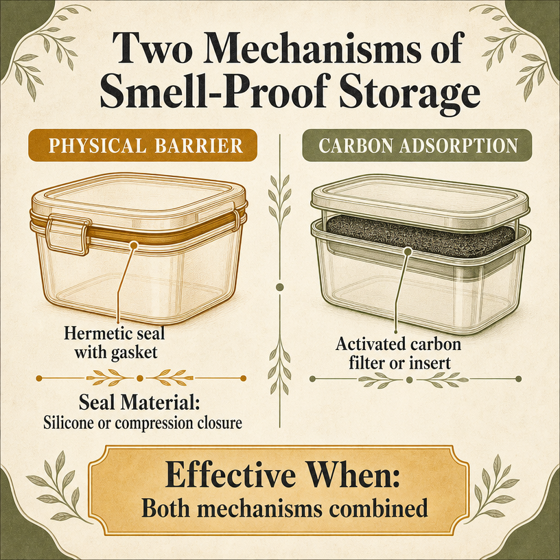 Two Mechanisms of Smell-Proof Storage