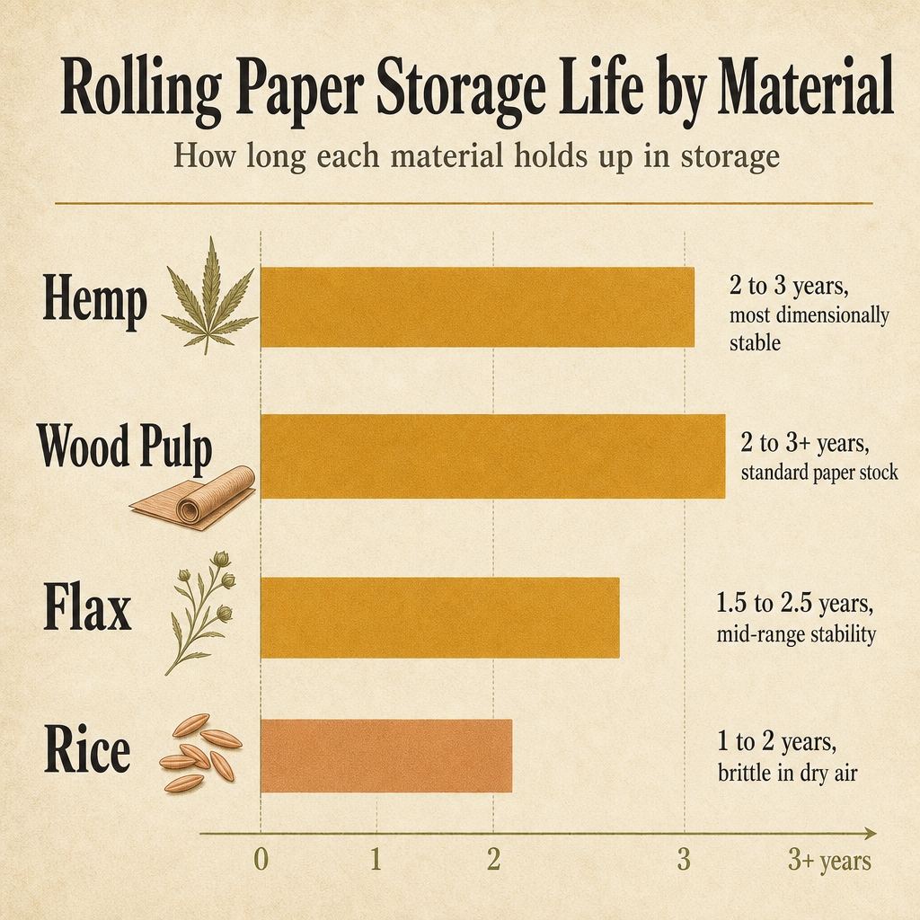 Rolling Paper Storage Life by Material